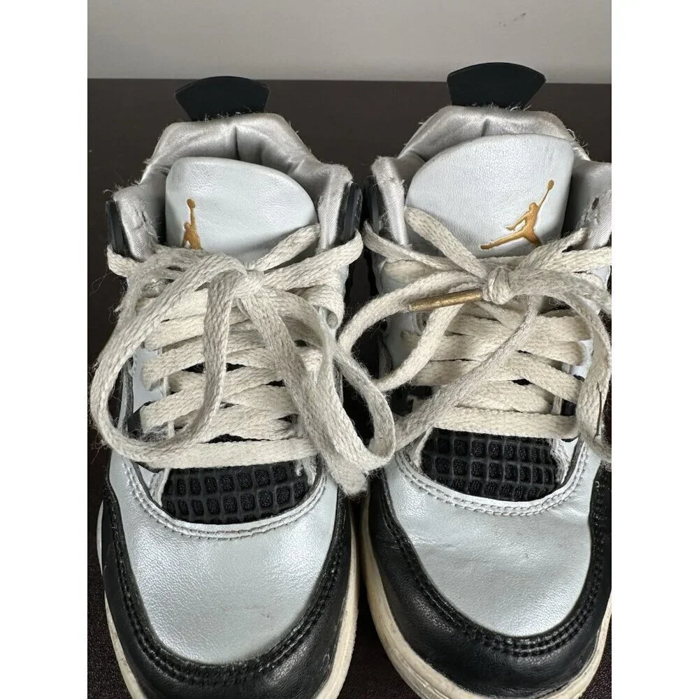 Nike Air Jordan 4 Retro Pure Platinum Metallic Gold FZ8585-070 Kid Size 11 C